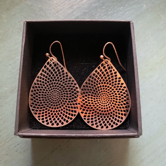 Copper teardrop earrings - Picture 1 of 2
